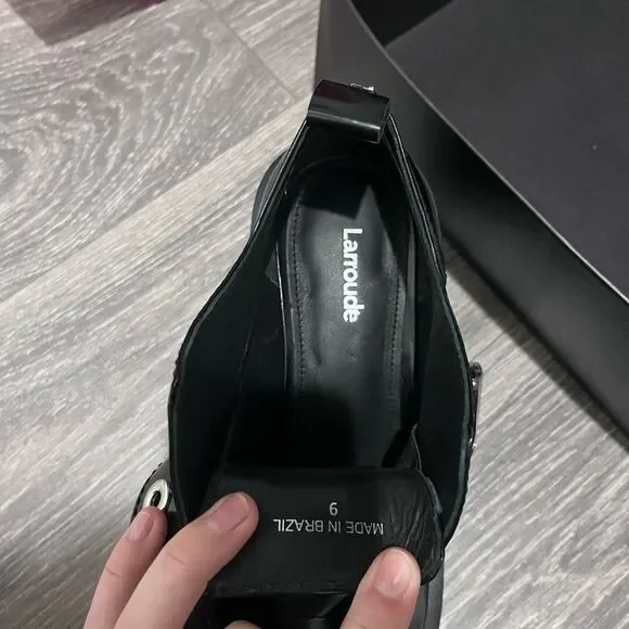 NIB LARROUDÉ Stewart Platform Oxford In Black Leather - Picture 13 of 13